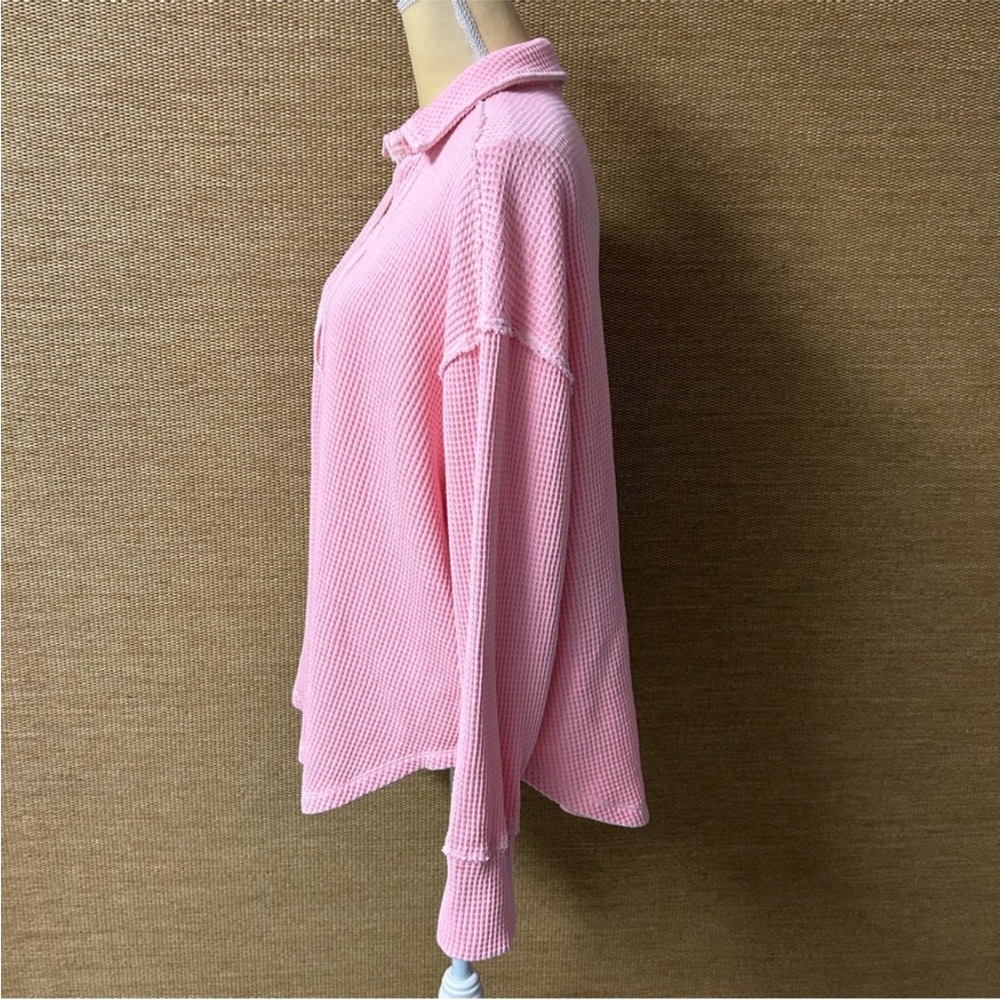 Aerie Top Women’s Medium Pink Waffle Knit - Picture 2 of 4